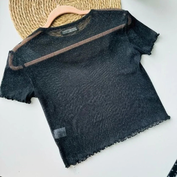 BRANDY MELVILLE Black Porter Sheer Glitter Top‎ - Picture 9 of 10